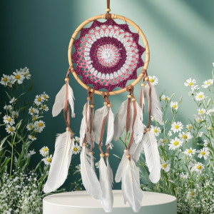 Łapacz snów szydełkowy boho dekoracja ścienna amulet