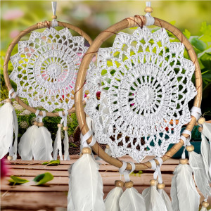 Łapacz snów szydełkowy boho dekoracja ścienna amulet
