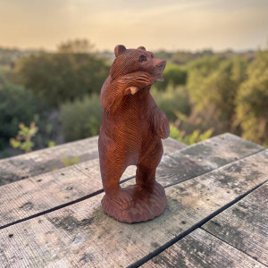 Niedźwiedź Figurka Niedźwiedzia z Drewna Suar Handmade...