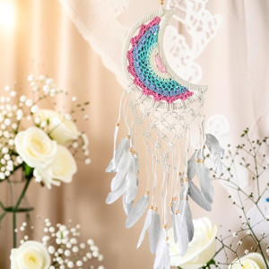 Łapacz Snów Księżyc Boho Makrama Handmade Dekoracja...