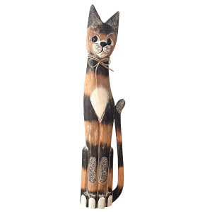 Kot 80cm drewniany figurka kotek dekoracja boho etno...