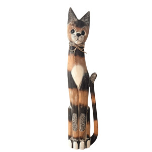 Kot 100cm drewniany figurka kotek dekoracja boho etno...