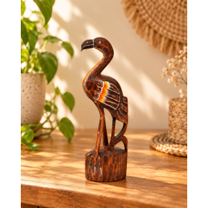 Flaming drewniany ptak 30cm figurka dekoracja boho etno...