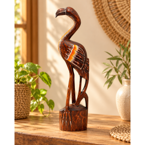 Flaming drewniany ptak 50cm figurka dekoracja boho etno...