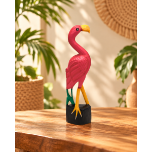 Flaming drewniany ptak 30cm figurka dekoracja boho etno...