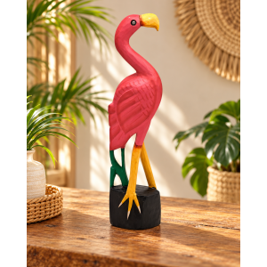Flaming drewniany ptak 50cm figurka dekoracja boho etno...