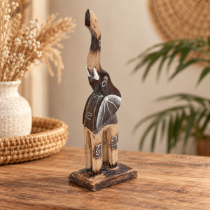 Słoń słonik drewniany figurka 21cm dekoracja boho etno...