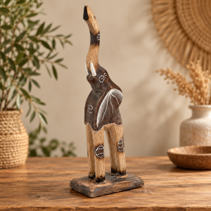Słoń słonik drewniany figurka 30 cm dekoracja boho etno...
