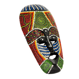 Maska drewniana 20 cm Indonezja kolorowa boho etno...