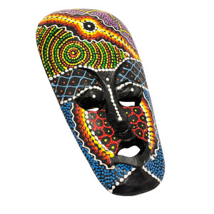 Maska drewniana 20 cm Indonezja kolorowa boho etno...