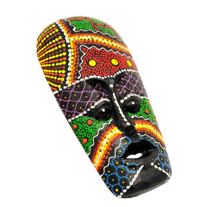 Maska drewniana 20 cm Indonezja kolorowa boho etno...