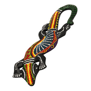 Jaszczurka drewniana 30cm Indonezja boho etno dekoracja...