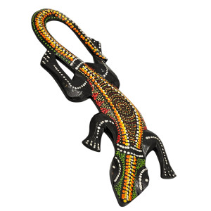 Jaszczurka drewniana 30cm Indonezja boho etno dekoracja...