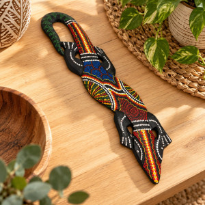 Jaszczurka drewniana 50cm Indonezja boho etno dekoracja...