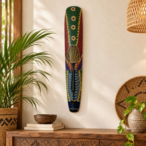 Maska drewniana 100 cm Indonezja kolorowa boho etno...