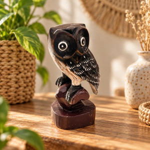 Sowa drewniana Sówka figurka 15cm z Indonezji Dekoracja i...